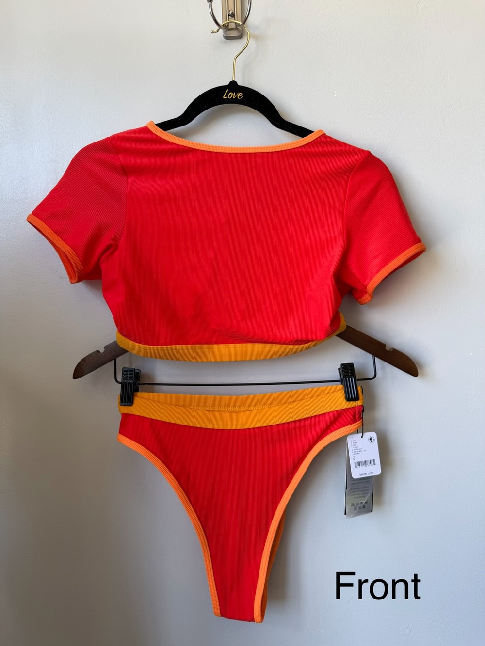 Oneone Red & Orange Short-Sleeve Bikini Set - Women Swim